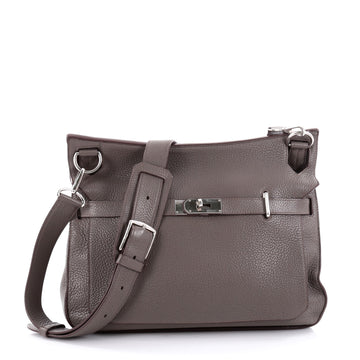 Hermes Jypsiere Handbag Clemence 37 Gray 2360908
