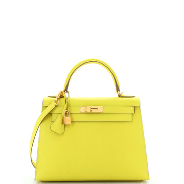 Hermes Kelly Handbag Yellow Epsom with Gold Hardware 28