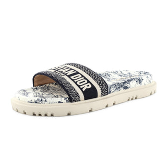 Christian Dior Women's Dway Slide Sandals Embroidered Canvas and Rubber