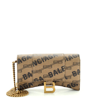 Balenciaga Hourglass Chain Wallet Printed Leather