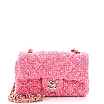 Chanel Classic Single Flap Bag Quilted Tweed Mini