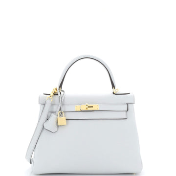 Hermes Kelly Handbag Blue Togo with Gold Hardware 28