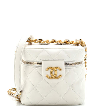 Chanel Chain Bar Vanity Case with Chain Quilted Calfskin Small