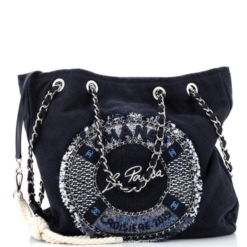 Chanel La Pausa Shopping Tote Quilted Canvas with Tweed Medium