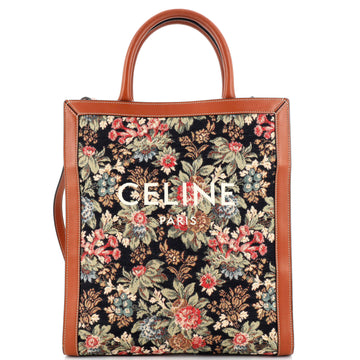 Celine Vertical Cabas Tote Floral Jacquard with Leather Small