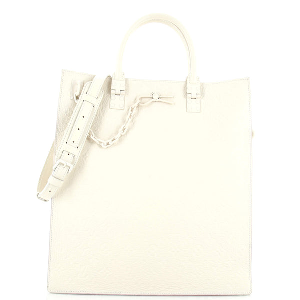 Louis Vuitton Sac Plat Monogram White in Taurillon Leather with  Tone-on-Tone - US