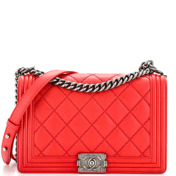 Chanel Double Stitch Boy Flap Bag Quilted Calfskin New Medium