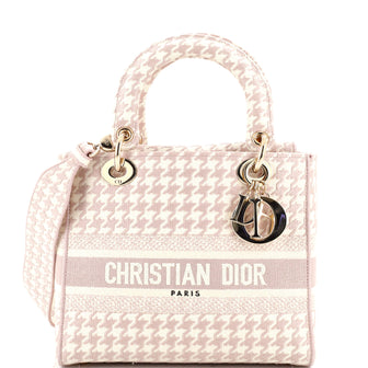 Christian Dior Lady D-Lite Bag Houndstooth Canvas Medium