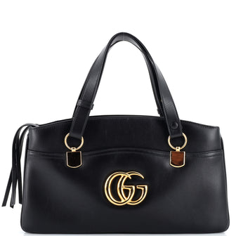 Gucci Arli Top Handle Bag Leather Large Black 236124276