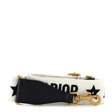 Christian Dior Logo Shoulder Strap Embroidered Canvas