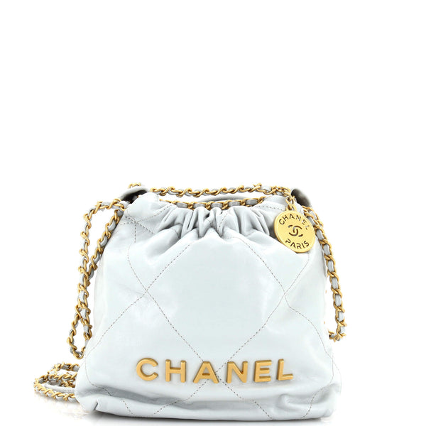Chanel 22 Chain Hobo Quilted Calfskin Mini Blue