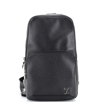 LOUIS VUITTON Avenue Sling Taiga Leather Backpack Bag Black