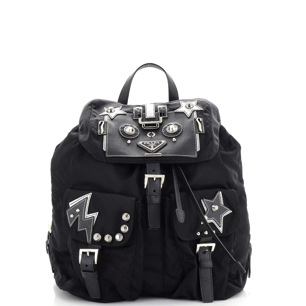 Prada Robot Double Front Pocket Backpack Tessuto Medium 236124