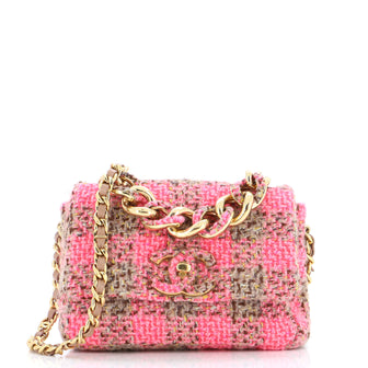 Chanel Elegant Chain Flap Bag Quilted Tweed Small