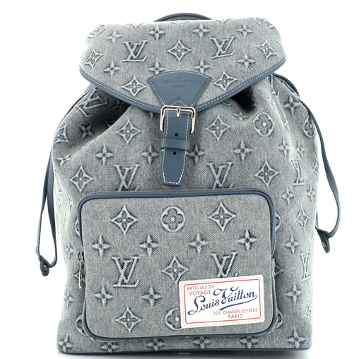 Louis Vuitton Montsouris Backpack Washed Monogram Denim GM Blue 236124366
