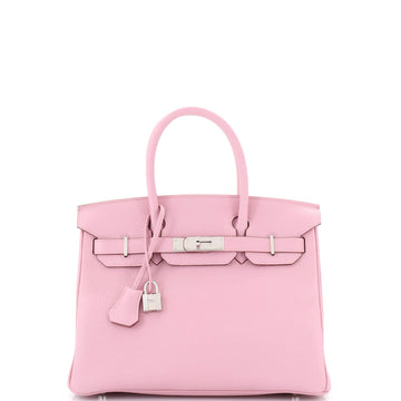 Hermes Birkin Handbag Pink Clemence with Palladium Hardware 30