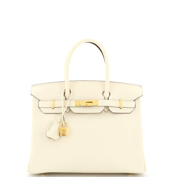 Hermes Birkin Handbag Light Epsom with Gold Hardware 30