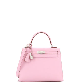 Hermes Kelly Handbag Purple Epsom with Palladium Hardware 25