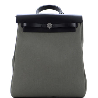 Hermes Herbag A Dos Zip Backpack Toile and Leather