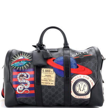 Gucci Night Courrier Carry On Convertible Duffle GG Coated Canvas with Applique Small
