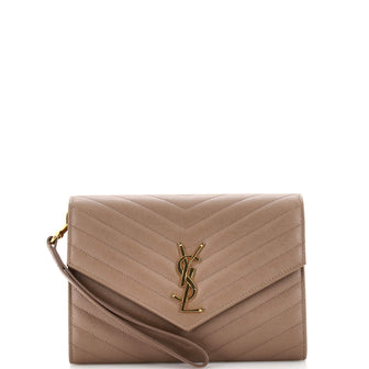 Saint Laurent Monogram Envelope Clutch Bag - Neutrals for Women