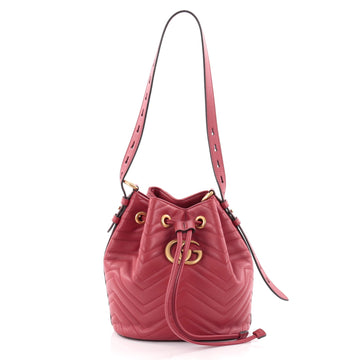 Gucci GG Marmont Bucket Bag Matelasse Leather Small Red 2361401