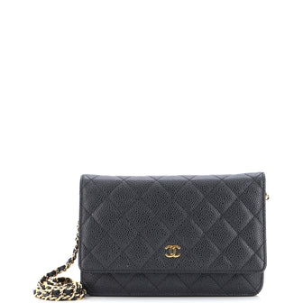 Chanel Black Quilted Caviar Wallet on Chain WOC