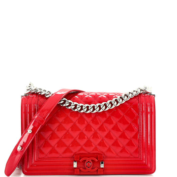Chanel Boy Flap Bag Quilted Plexiglass Patent Old Medium