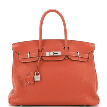 Hermes Birkin Handbag Orange Togo with Palladium Hardware 35