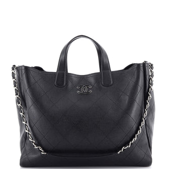 Chanel Covered CC Shopping Tote Stitched Caviar Large