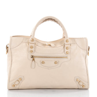 Balenciaga City Giant Studs Handbag Leather Medium Neutral 2362101