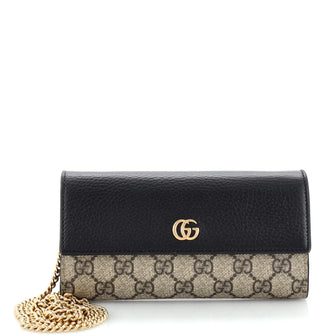 Gucci GG Marmont Continental Chain Wallet GG Coated Canvas and Leather