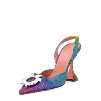 Amina Muaddi Women's Begum Pumps Rainbow Lame Suede 95