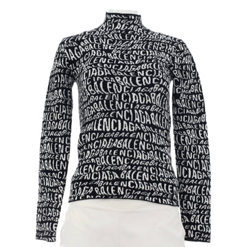 Balenciaga Women's All Over Logo Turtleneck Sweater Viscose and Polyamide Blend