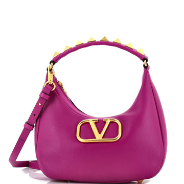 Valentino Garavani Stud Sign Zip Hobo Leather
