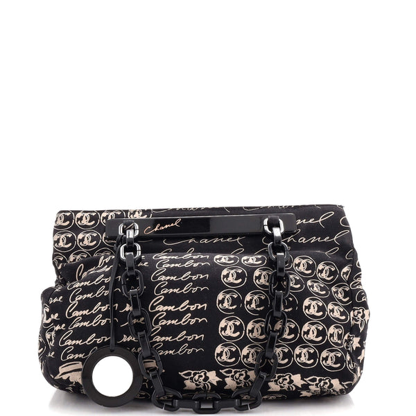 Chanel Resin Tote Printed Canvas Black