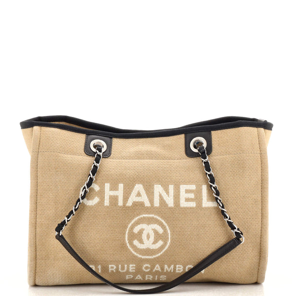 CHANEL YELLOW CANVAS DEAUVILLE TOTE SMALL