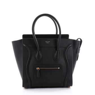 Celine Luggage Handbag Smooth Leather Micro Black 2362801