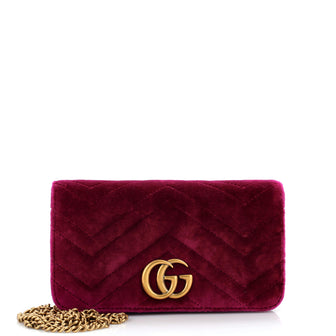 Gucci GG Marmont Chain Flap Bag Matelasse Velvet Mini
