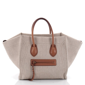 Celine Phantom Handbag Canvas with Leather Medium Neutral 2363002