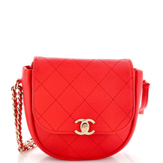 Chanel Casual Trip Messenger Bag Quilted Lambskin Mini Red