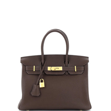 Hermes Birkin Handbag Brown Togo with Gold Hardware 30
