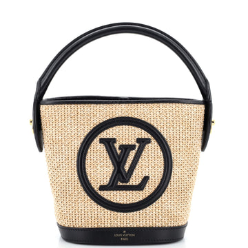 Louis Vuitton Petit Bucket NM Bag Raffia with Leather