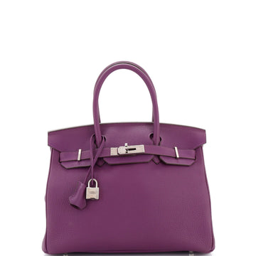 Hermes Birkin Handbag Purple Togo with Palladium Hardware 30