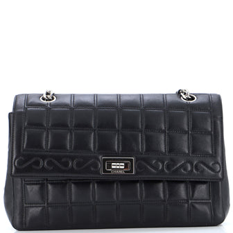 Chanel Vintage Chocolate Bar Mademoiselle Chain Flap Bag Quilted Leather Medium
