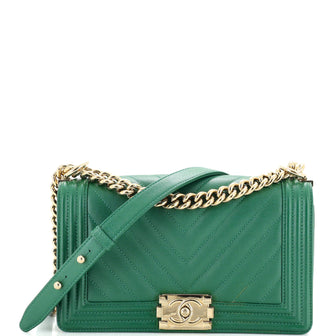 Chanel Boy Flap Bag Chevron Caviar Old Medium