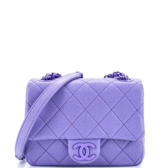 Chanel クラッチバッグ 紫 ファー Chanel Incognito Square Flap Bag Quilted Caviar Mini 236309