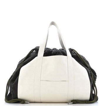 Bottega Veneta Roll Up Carry All Tote Jacquard Terry Cloth and Canvas