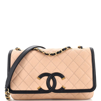 Chanel Filigree Flap Bag Quilted Caviar Medium