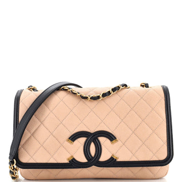 Chanel Filigree Flap Bag Quilted Caviar Medium
